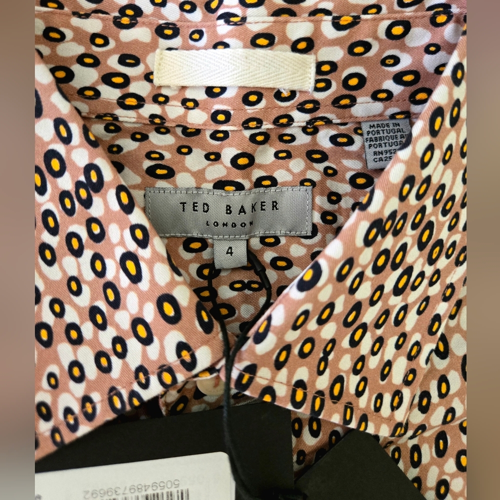 NWT TED BAKER London Multicolor Patterned Button-Down Shirt Size:4/L - Picture 6 of 13